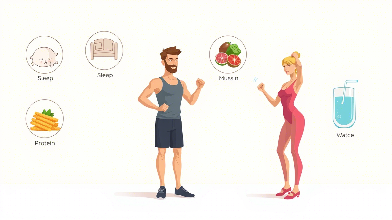 Healthy lifestyle for muscle loss prevention with exercise and balanced habits