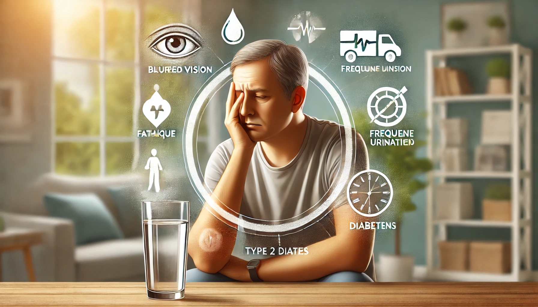 Person showing early symptoms of type 2 diabetes like thirst and fatigue