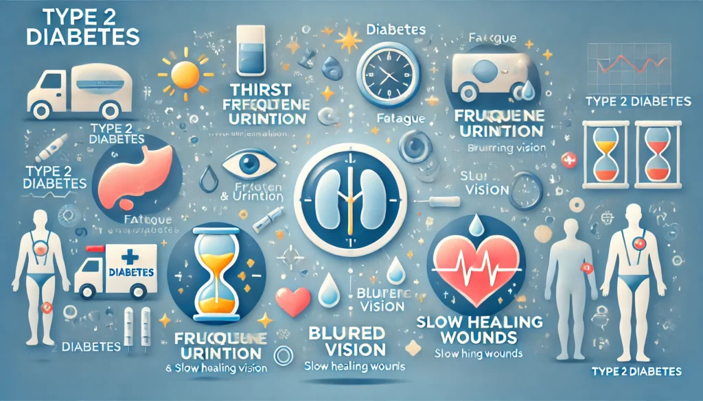 Infographic of early symptoms of type 2 diabetes