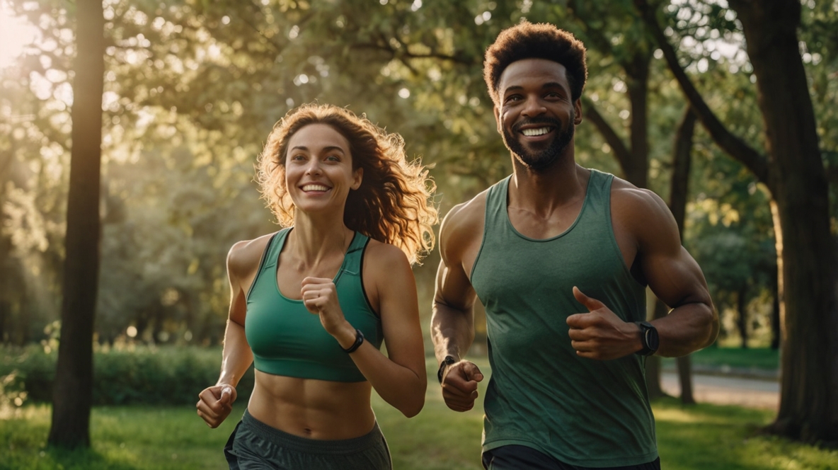 How to have a healthy life – couple jogging in the park