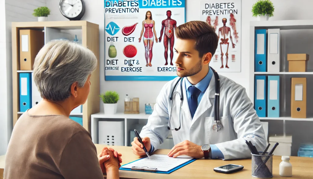 Doctor advising patient on preventing type 2 diabetes