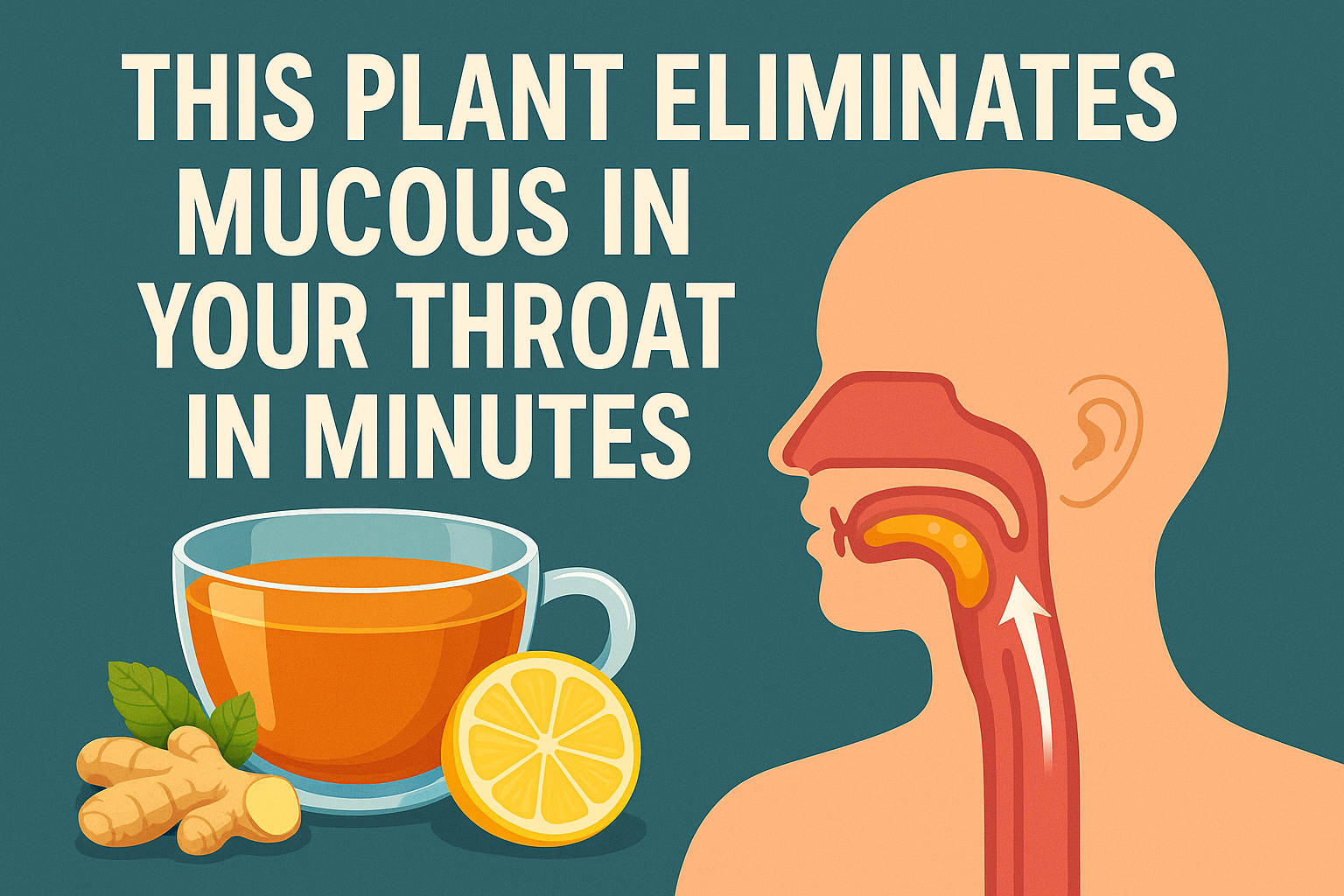 Ginger tea for throat mucus being used as a natural remedy to clear the respiratory tract